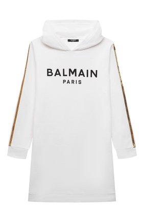 Детское хлопковое платье BALMAIN белого цвета по цене 32800 руб., арт. 6O1200 | Фото 1 Детское хлопковое платье BALMAIN белого цвета, арт. 6O1200 | Фото 1