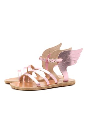 Детские кожаные босоножки ANCIENT GREEK SANDALS розового цвета по цене 13800 руб., арт. IKARIA/METALLIC PINK | Фото 1 Детские кожаные босоножки ANCIENT GREEK SANDALS розового цвета, арт. IKARIA/METALLIC PINK | Фото 1