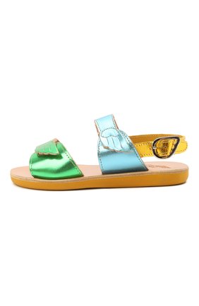 Детские кожаные босоножки ANCIENT GREEK SANDALS разноцветного цвета по цене 12900 руб., арт. LITTLE ILIADA S0FT/METALLIC YEL/CEL/GRN | Фото 2 Детские кожаные босоножки ANCIENT GREEK SANDALS разноцветного цвета, арт. LITTLE ILIADA S0FT/METALLIC YEL/CEL/GRN | Фото 2