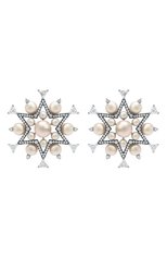 Женские серьги NIKOS KOULIS бесцветного цвета, арт. NEG521 | Фото 1 (Драгоценные камни: Жемчуг, Бриллианты; Материал сплава: Белое золото)