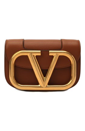 Женская сумка supervee small VALENTINO коричневого цвета, арт. VW0B0G45/ZXL | Фото 1 (Материал: Натуральная кожа; Ремень/цепочка: На ремешке; Сумки-технические: Сумки через плечо; Размер: small)