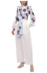 Женская шелковая блузка DOLCE & GABBANA голубого цвета, арт. I7K34W/GDZAT | Фото 2 (Материал внешний: Шелк; Рукава: Длинные; Длина (для топов): Стандартные; Принт: С принтом; Стили: Романтичный; Женское Кросс-КТ: Блуза-одежда)