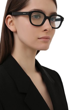 Женские оправа PRADA черного цвета, арт. 11WV-1AB101 | Фото 2 (Тип очков: Оправа; Оптика Гендер: оптика-унисекс; Очки форма: Прямоугольные)