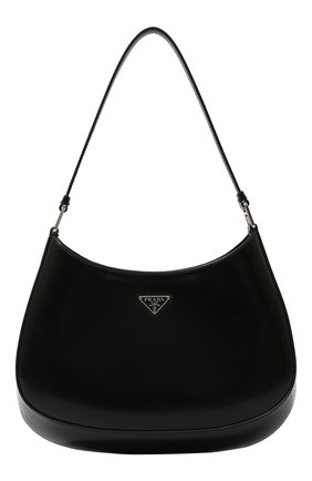 Женская сумка cleo PRADA черного цвета, арт. 1BC499-ZO6-F0002-OOO | Фото 1 (Сумки-технические: Сумки через плечо, Сумки top-handle; Материал: Натуральная кожа; Размер: medium)