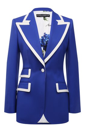 Женский шерстяной жакет DOLCE & GABBANA голубого цвета по цене 257500 руб., арт. I2B90W/GDZAU | Фото 1 Женский шерстяной жакет DOLCE & GABBANA голубого цвета, арт. I2B90W/GDZAU | Фото 1