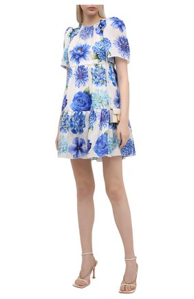 Женское шелковое платье DOLCE & GABBANA голубого цвета по цене 184000 руб., арт. I6AE4W/GDZAJ | Фото 2 Женское шелковое платье DOLCE & GABBANA голубого цвета, арт. I6AE4W/GDZAJ | Фото 2