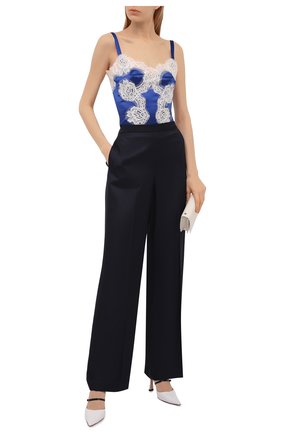 Женский топ из шелка и хлопка DOLCE & GABBANA синего цвета по цене 83700 руб., арт. I7K32W/GDZAQ | Фото 2 Женский топ из шелка и хлопка DOLCE & GABBANA синего цвета, арт. I7K32W/GDZAQ | Фото 2