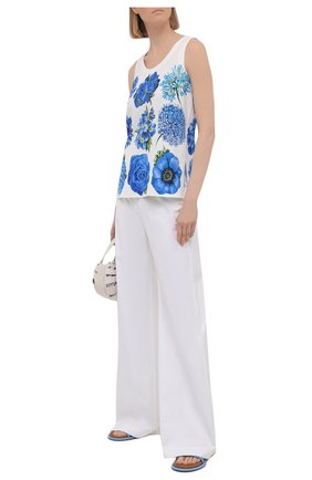 Женский топ из вискозы DOLCE & GABBANA голубого цвета по цене 62650 руб., арт. I7K36W/GDZA0 | Фото 2 Женский топ из вискозы DOLCE & GABBANA голубого цвета, арт. I7K36W/GDZA0 | Фото 2