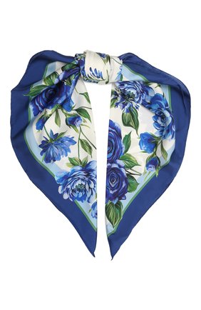 Женский шелковый платок DOLCE & GABBANA голубого цвета по цене 39650 руб., арт. IN090R/G0TGH | Фото 1 Женский шелковый платок DOLCE & GABBANA голубого цвета, арт. IN090R/G0TGH | Фото 1