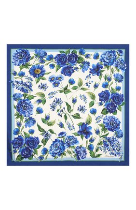 Женский шелковый платок DOLCE & GABBANA голубого цвета по цене 39650 руб., арт. IN090R/G0TGH | Фото 2 Женский шелковый платок DOLCE & GABBANA голубого цвета, арт. IN090R/G0TGH | Фото 2