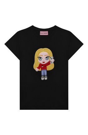 Детская хлопковая футболка CHIARA FERRAGNI черного цвета по цене 9950 руб., арт. 21PE-CFKT033 | Фото 1 Детская хлопковая футболка CHIARA FERRAGNI черного цвета, арт. 21PE-CFKT033 | Фото 1