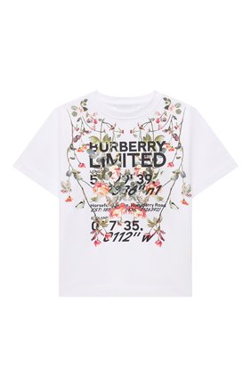Детская хлопковая футболка BURBERRY белого цвета по цене 17400 руб., арт. 8038446 | Фото 1 Детская хлопковая футболка BURBERRY белого цвета, арт. 8038446 | Фото 1