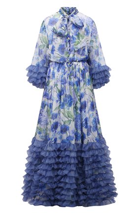Женское шелковое платье DOLCE & GABBANA синего цвета по цене 715500 руб., арт. I6AE7W/GDZAX | Фото 1 Женское шелковое платье DOLCE & GABBANA синего цвета, арт. I6AE7W/GDZAX | Фото 1 (Материал внешний: Шелк; Женское Кросс-КТ: Платье-одежда; Стили: Романтичный; Случай: Вечерний; Материал подклада: Шелк; Рукава: Длинные; Длина Ж (юбки, платья, шорты): Макси)