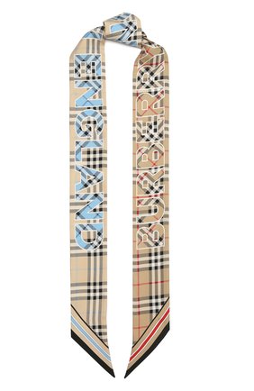 Женский шелковый шарф BURBERRY бежевого цвета по цене 14500 руб., арт. 8040569 | Фото 1 Женский шелковый шарф BURBERRY бежевого цвета, арт. 8040569 | Фото 1