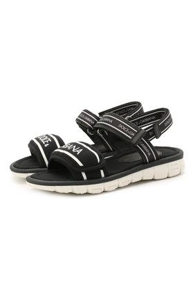Детские босоножки DOLCE & GABBANA черного цвета по цене 17250 руб., арт. DA0970/A0260/29-36 | Фото 1 Детские босоножки DOLCE & GABBANA черного цвета, арт. DA0970/A0260/29-36 | Фото 1 (Материал внешний: Текстиль; Материал внутренний: Текстиль)