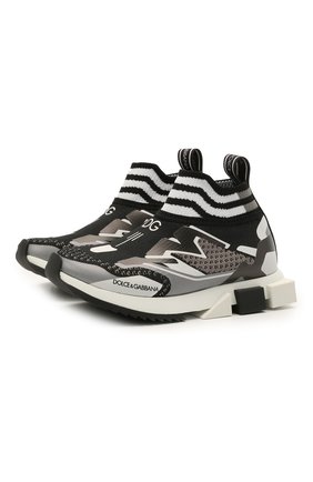 Детские кроссовки DOLCE & GABBANA черно-белого цвета по цене 31100 руб., арт. DA0972/A0242/24-28 | Фото 1 Детские кроссовки DOLCE & GABBANA черно-белого цвета, арт. DA0972/A0242/24-28 | Фото 1