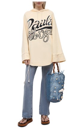 Женский хлопковое худи loewe x paula's ibiza LOEWE бежевого цвета по цене 61500 руб., арт. S616Y25X01 | Фото 2 Женский хлопковое худи loewe x paula's ibiza LOEWE бежевого цвета, арт. S616Y25X01 | Фото 2 (Длина (для топов): Удлиненные; Рукава: Длинные; Стили: Бохо; Материал внешний: Хлопок; Женское Кросс-КТ: Худи-одежда)