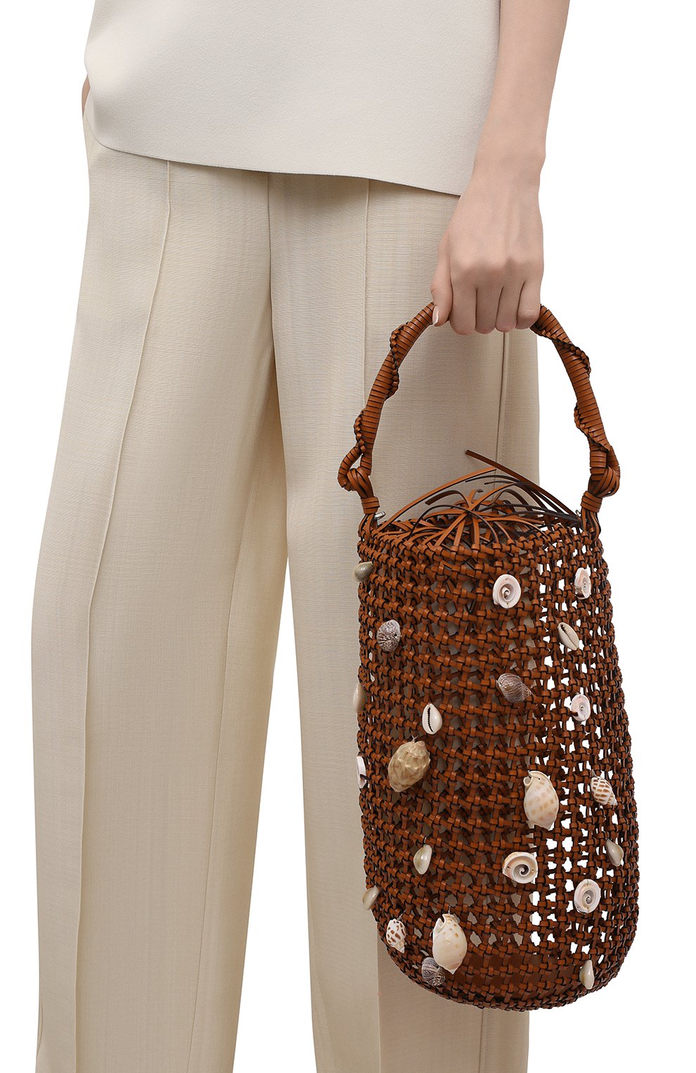 Женская сумка mesh bucket loewe x paula's ibiza LOEWE коричневого цвета по цене 191500 руб., арт. A546W52X02 | Фото 5 Женская сумка mesh bucket loewe x paula's ibiza LOEWE коричневого цвета, арт. A546W52X02 | Фото 5 (Сумки-технические: Сумки через плечо, Сумки top-handle; Материал: Натуральная кожа, Растительное волокно; Ремень/цепочка: На ремешке; Размер: large)