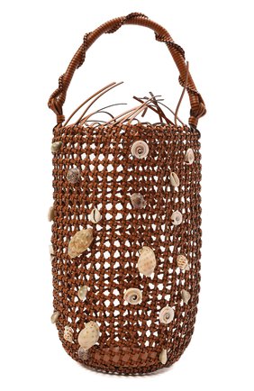 Женская сумка mesh bucket loewe x paula's ibiza LOEWE коричневого цвета, арт. A546W52X02 | Фото 1 (Ремень/цепочка: На ремешке; Размер: large; Материал: Натуральная кожа, Растительное волокно; Сумки-технические: Сумки через плечо, Сумки top-handle)