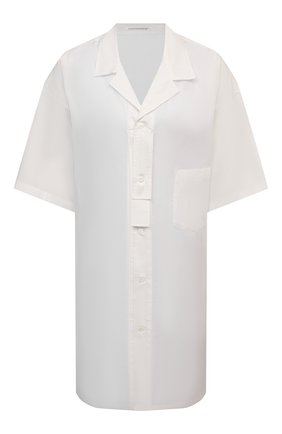 Женская рубашка YOHJI YAMAMOTO белого цвета по цене 47100 руб., арт. ND-B01-203 | Фото 1 Женская рубашка YOHJI YAMAMOTO белого цвета, арт. ND-B01-203 | Фото 1 (Длина (для топов): Удлиненные; Женское Кросс-КТ: Рубашка-одежда; Материал внешний: Растительное волокно, Хлопок; Принт: Без принта; Стили: Минимализм; Рукава: Короткие)