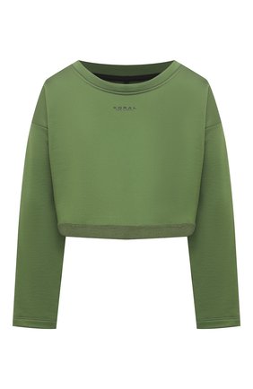 Женская хлопковый лонгслив KORAL зеленого цвета по цене 16200 руб., арт. A6457F76 | Фото 1 Женская хлопковый лонгслив KORAL зеленого цвета, арт. A6457F76 | Фото 1 (Стили: Спорт-шик; Принт: Без принта; Женское Кросс-КТ: Лонгслив-одежда, Лонгслив-спорт; Материал внешний: Хлопок; Рукава: Длинные; Длина (для топов): Укороченные; Региональные ограничения белый список (Axapta Mercury): RU)
