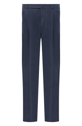 Мужские шелковые брюки BRIONI темно-синего цвета, арт. RPAI0M/P0T00/CAPRI | Фото 1 (Материал внешний: Шелк; Случай: Повседневный; Длина (брюки, джинсы): Стандартные; Региональные ограничения белый список (Axapta Mercury): RU)