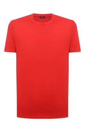 Мужская футболка из хлопка и кашемира KITON красного цвета, арт. UMK0029 | Фото 1 (Принт: Без принта; Длина (для топов): Стандартные; Рукава: Короткие; Материал внешний: Хлопок; Региональные ограничения белый список (Axapta Mercury): RU)