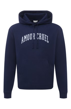 Мужской хлопковое худи SAINT LAURENT синего цвета по цене 66250 руб., арт. 652526/Y36C0 | Фото 1 Мужской хлопковое худи SAINT LAURENT синего цвета, арт. 652526/Y36C0 | Фото 1 (Мужское Кросс-КТ: Худи-одежда; Материал внешний: Хлопок; Длина (для топов): Стандартные; Рукава: Длинные; Принт: С принтом)