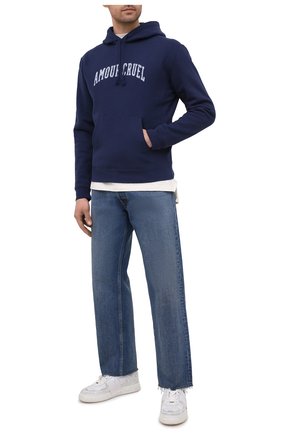Мужской хлопковое худи SAINT LAURENT синего цвета по цене 66250 руб., арт. 652526/Y36C0 | Фото 2 Мужской хлопковое худи SAINT LAURENT синего цвета, арт. 652526/Y36C0 | Фото 2 (Мужское Кросс-КТ: Худи-одежда; Материал внешний: Хлопок; Длина (для топов): Стандартные; Рукава: Длинные; Принт: С принтом)