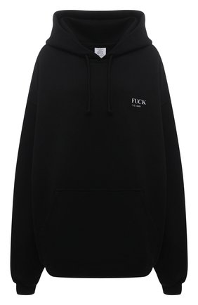 Женский хлопковое худи VETEMENTS черного цвета по цене 62200 руб., арт. UA52TR660B 1601/W | Фото 1 Женский хлопковое худи VETEMENTS черного цвета, арт. UA52TR660B 1601/W | Фото 1