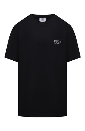 Женская хлопковая футболка VETEMENTS черного цвета по цене 27200 руб., арт. UA52TR160B 1602/W | Фото 1 Женская хлопковая футболка VETEMENTS черного цвета, арт. UA52TR160B 1602/W | Фото 1