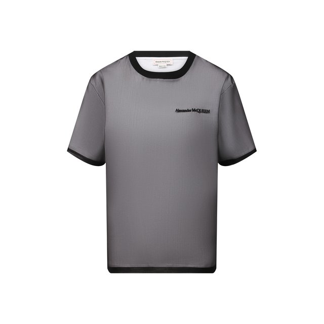 Шелковая футболка Alexander McQueen черного цвета