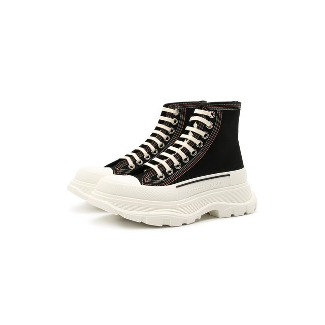 Текстильные ботинки Tread Slick Alexander McQueen чёрно-белого цвета