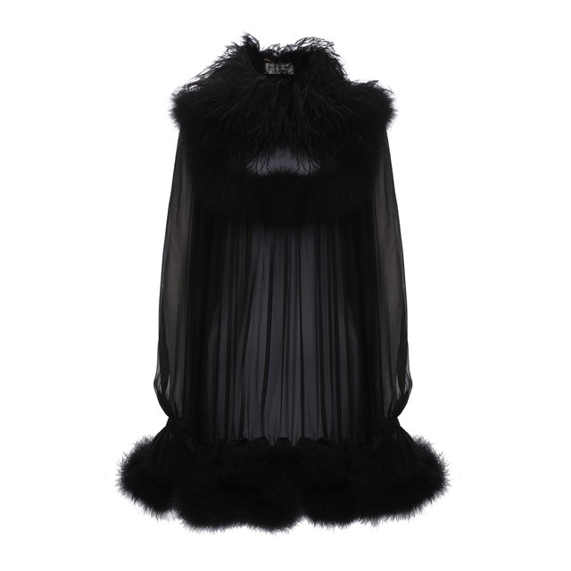 Шелковое платье с отделкой перьями Yves Saint Laurent 11978370
