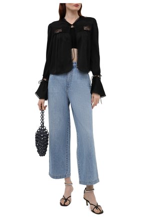 Женская шелковая блузка SAINT LAURENT черного цвета по цене 181000 руб., арт. 650199/Y720W | Фото 2 Женская шелковая блузка SAINT LAURENT черного цвета, арт. 650199/Y720W | Фото 2 (Стили: Бохо; Материал внешний: Шелк; Длина (для топов): Стандартные; Женское Кросс-КТ: Блуза-одежда; Принт: Без принта; Рукава: Длинные)