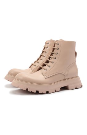 Женские кожаные ботинки ALEXANDER MCQUEEN светло-розового цвета по цене 79950 руб., арт. 657569/WHZ80 | Фото 1 Женские кожаные ботинки ALEXANDER MCQUEEN светло-розового цвета, арт. 657569/WHZ80 | Фото 1
