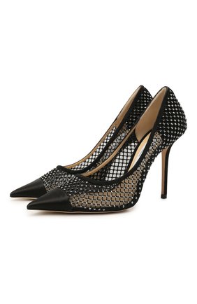 Женские комбинированные туфли love 100 JIMMY CHOO черного цвета по цене 86950 руб., арт. L0VE 100/UEU | Фото 1 Женские комбинированные туфли love 100 JIMMY CHOO черного цвета, арт. L0VE 100/UEU | Фото 1