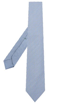 Мужской галстук из шелка и хлопка LUIGI BORRELLI синего цвета, арт. LC80/T31074 | Фото 2 (Материал: Текстиль, Шелк; Принт: С принтом)