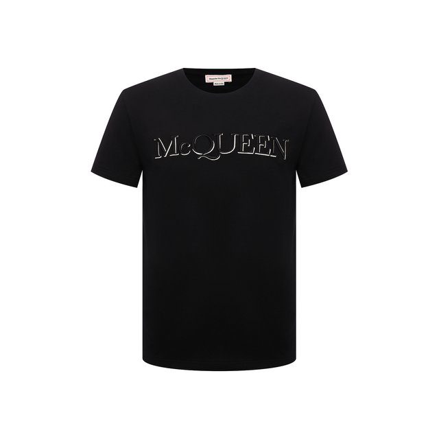 Хлопковая футболка Alexander McQueen черного цвета