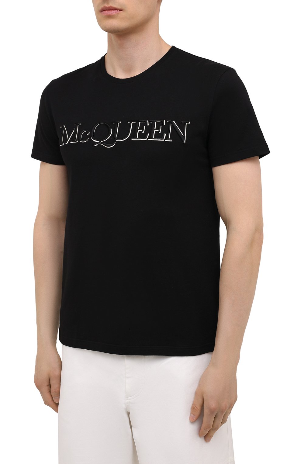 Мужская хлопковая футболка ALEXANDER MCQUEEN черного цвета, арт. 649876/QRZ56 | Фото 3 (Рукава: Короткие; Длина (для топов): Стандартные; Принт: С принтом; Материал внешний: Хлопок; Стили: Кэжуэл)