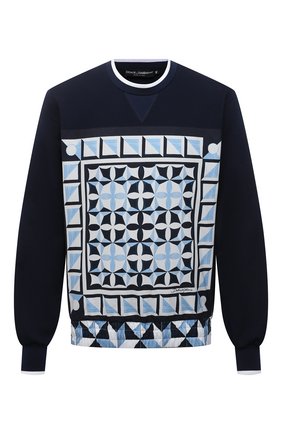 Мужской свитшот из хлопка и льна DOLCE & GABBANA синего цвета по цене 62650 руб., арт. G9SJ9T/G7WPX | Фото 1 Мужской свитшот из хлопка и льна DOLCE & GABBANA синего цвета, арт. G9SJ9T/G7WPX | Фото 1