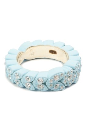 Женское кольцо BOTTEGA VENETA голубого цвета по цене 43200 руб., арт. 657412/VB0BN | Фото 1 Женское кольцо BOTTEGA VENETA голубого цвета, арт. 657412/VB0BN | Фото 1
