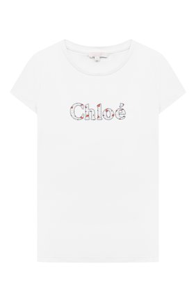 Детская футболка CHLOÉ белого цвета по цене 8950 руб., арт. C15B82 | Фото 1 Детская футболка CHLOÉ белого цвета, арт. C15B82 | Фото 1