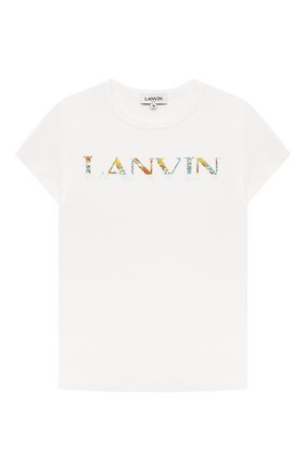 Детская хлопковая футболка LANVIN белого цвета по цене 14150 руб., арт. N15019 | Фото 1 Детская хлопковая футболка LANVIN белого цвета, арт. N15019 | Фото 1