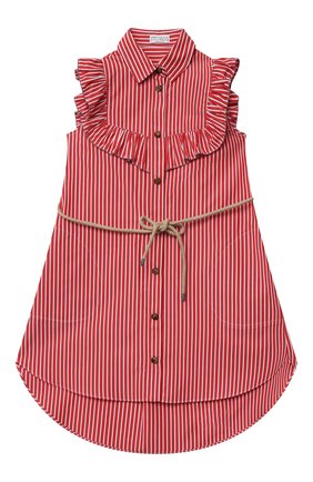 Детское хлопковое платье BRUNELLO CUCINELLI красного цвета по цене 48500 руб., арт. BH701A003A | Фото 1 Детское хлопковое платье BRUNELLO CUCINELLI красного цвета, арт. BH701A003A | Фото 1 (Материал внешний: Хлопок; Рукава: Короткие; Случай: Повседневный; Девочки Кросс-КТ: Платье-одежда; Ростовка одежда: 4 года | 104 см, 6 лет | 116 см)