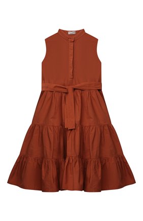 Детское хлопковое платье BRUNELLO CUCINELLI красного цвета по цене 58850 руб., арт. BH139A214A | Фото 1 Детское хлопковое платье BRUNELLO CUCINELLI красного цвета, арт. BH139A214A | Фото 1 (Материал внешний: Хлопок; Материал подклада: Хлопок; Рукава: Короткие; Случай: Повседневный; Девочки Кросс-КТ: Платье-одежда; Ростовка одежда: 4 года | 104 см, 6 лет | 116 см)