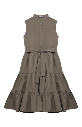 Детское хлопковое платье BRUNELLO CUCINELLI хаки цвета по цене 66950 руб., арт. BH139A214C | Фото 1 Детское хлопковое платье BRUNELLO CUCINELLI хаки цвета, арт. BH139A214C | Фото 1
