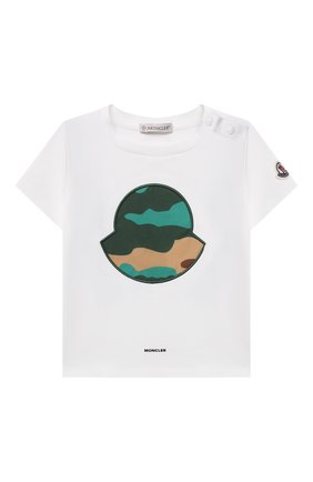 Детский хлопковая футболка MONCLER белого цвета по цене 12950 руб., арт. G1-951-8C734-20-8790N | Фото 1 Детский хлопковая футболка MONCLER белого цвета, арт. G1-951-8C734-20-8790N | Фото 1