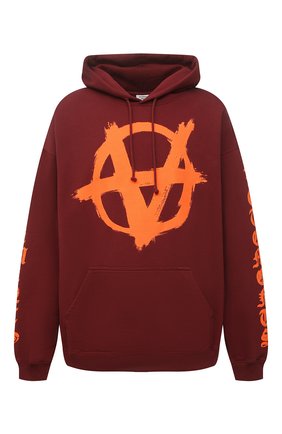 Мужской хлопковое худи VETEMENTS бордового цвета по цене 103000 руб., арт. UA52TR820R 1601/M | Фото 1 Мужской хлопковое худи VETEMENTS бордового цвета, арт. UA52TR820R 1601/M | Фото 1 (Принт: С принтом; Мужское Кросс-КТ: Худи-одежда; Материал внешний: Хлопок; Стили: Гранж; Рукава: Длинные; Длина (для топов): Стандартные)