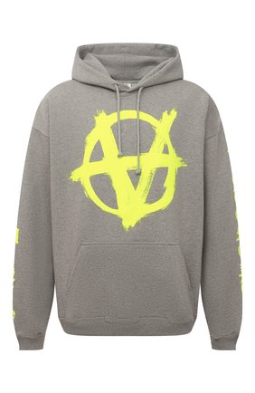 Мужской хлопковое худи VETEMENTS серого цвета по цене 103000 руб., арт. UA52TR820G 1601/M | Фото 1 Мужской хлопковое худи VETEMENTS серого цвета, арт. UA52TR820G 1601/M | Фото 1 (Стили: Гранж; Принт: С принтом; Мужское Кросс-КТ: Худи-одежда; Рукава: Длинные; Материал внешний: Хлопок; Длина (для топов): Стандартные)